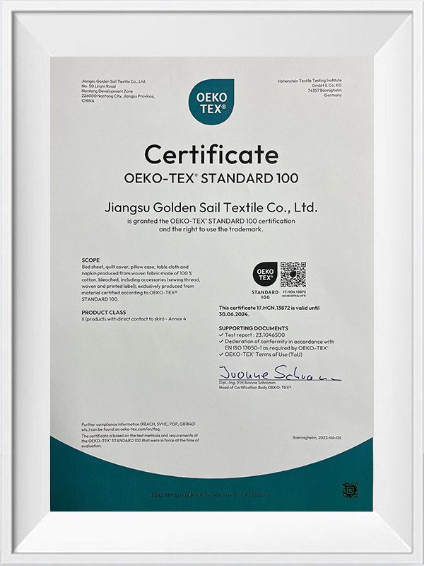Certificat oeko-tex standard 100